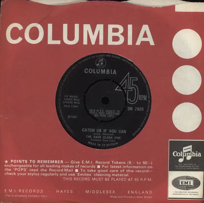 Certified The Dave Clark Five Catch Us If You Can UK 7" vinyl